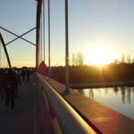 Volkacher Mainbrücke Singlewanderung bei Vollmond mit Sonnenuntergang Unterfranken Bayern Outdoor Aktivität Abendessen Event